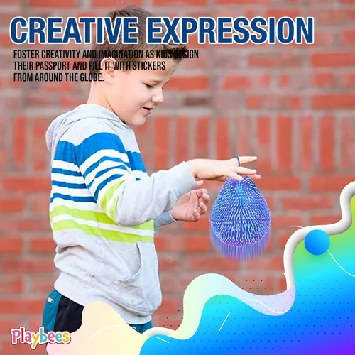Vista 4 de Playbees Pelotas Puffer Suaves con Pinchos - Paquete de 6 - Juguete Sensorial de 5.5 Pulgadas para Alivio del Estrés - Colores Variados - Niños