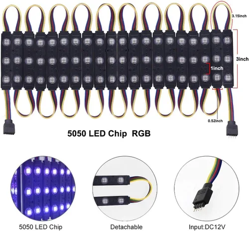 Vista 3 de Luces LED para ventana, luces LED para escaparate, impermeables, luces decorativas de negocios, 12 V, 5050, luces LED para publicidad, letreros LED