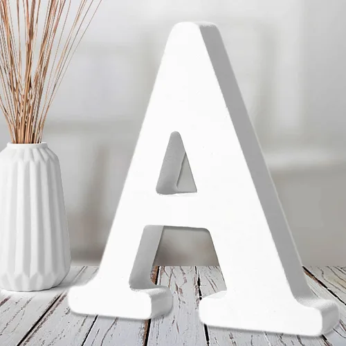 Vista 9 de AOCEAN Letras de madera blanca de 6 pulgadas, letras de madera sin terminar para decoración de pared, letras de pie, rebanadas, decoración