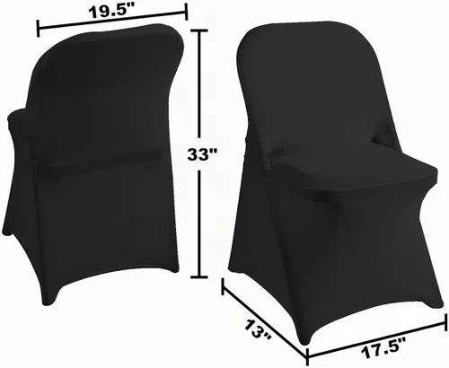 Vista 5 de magalo Paquete de 12 fundas para sillas plegables de elastano negro, impermeables, elásticas, para bodas, fiestas, banquetes de comedor y otros
