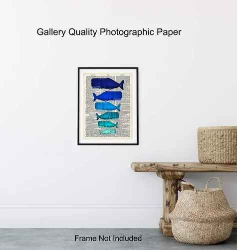 Vista 8 de Blue Whales - Impresión artística de diccionario sin marco, ideal para pescadores, hermosa decoración para el hogar, regalo asequible, listo