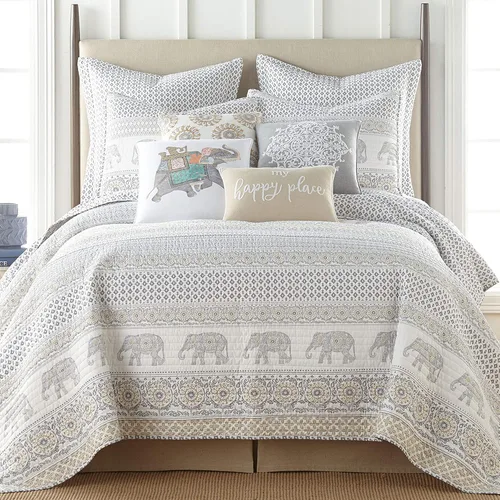 Vista 4 de Levtex Home - Nacala - Almohada Decorativa (18X18in) - Mini Medallones - Gris Topo, Gris y Blanco