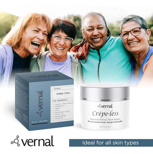 Vista 2 de Vernal Crema reafirmante para la piel crepé sin crepé para reducir los brazos, el cuello y las manos crepé. Crema tensora orgánica para reducir