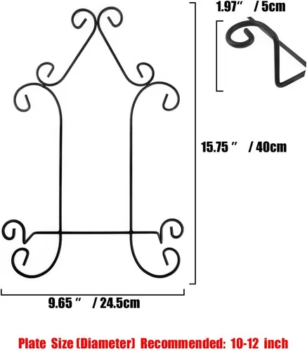 Vista 5 de YY YEARCHY Perchas para placas de pared de 8 a 12 pulgadas, platos de caballete para exhibir platos decorativos, fotos, libros, color negro, 1