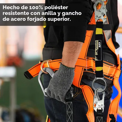 Vista 3 de AFP Extensión de anillo en D resistente de 18 pulgadas para protección contra caídas con gancho de presión y junta tórica. Cumple con OSHA/ANSI PPE
