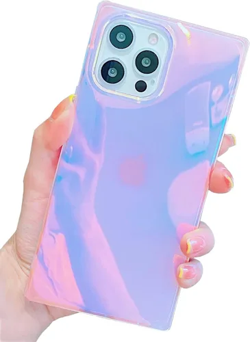 Vista 24 de Funda compatible con iPhone 13, borde rectangular, bonita funda protectora de lujo con diseño de flores al óleo para mujeres y niñas, funda