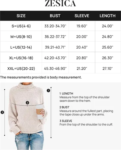 Vista 5 de ZESICA Suéter de punto sin botones manga larga para mujer, cuello alto, informal, estilo suelto