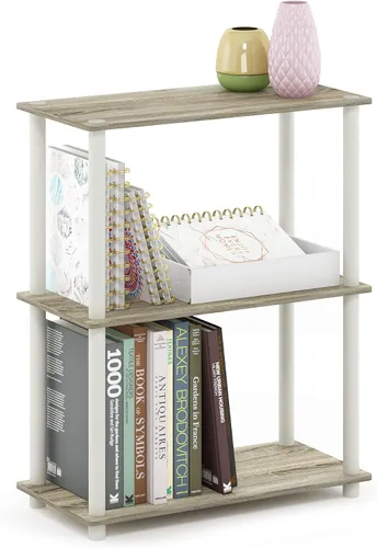 Vista 17 de Furinno Turn-N-Tube - Estantes de almacenamiento, estante para libros de 3 niveles, estante esquinero, estantes abiertos sin herramientas