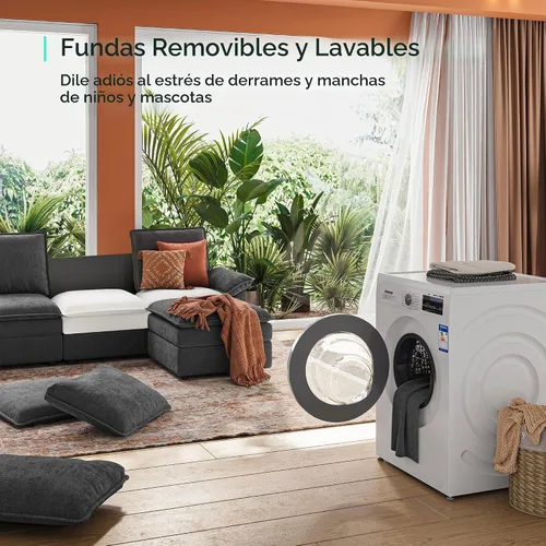 Vista 6 de LINSY HOME - Sofá seccional en forma de U tipo nube, sofás modulares de 115" con doble chaise lounge, juego de sofá de 4 plazas de chenilla
