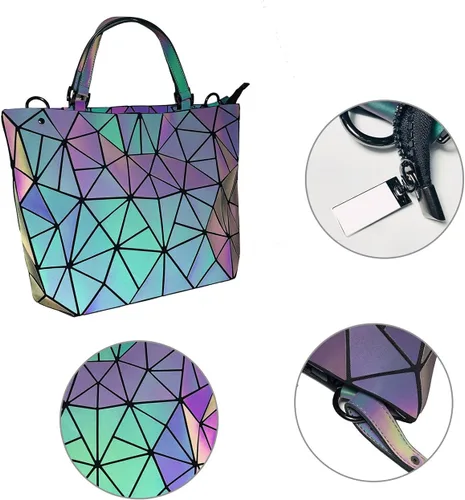Vista 6 de Handbags Womens Geometric Luminous Purse bags Ladies Top Handle Satchel Bags 1108-5#Luminous