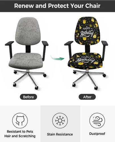 Vista 2 de Fundas para silla de oficina de 2 piezas, fundas elásticas para silla de computadora, fundas universales giratorias para sillas de escritorio
