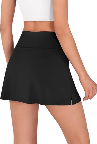 Vista 4 de ODODOS Falda pantalón deportiva de tenis para mujer con bolsillos incorporados, faldas activas de golf para deportes, correr, gimnasio, entrenamiento