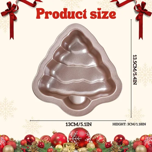 Vista 2 de Crethinkaty Moldes para tartas en forma de árbol de Navidad, molde para tartas de 5.3 pulgadas, antiadherente, para pastel de Navidad, chocolate