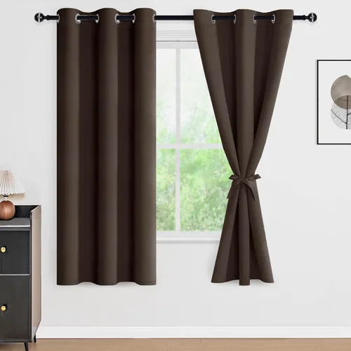 Vista 84 de DWCN - Cortinas 100% opacas para dormitorio con forro negro, cortinas de ventana de doble capa con aislamiento térmico que oscurecen toda la Azul