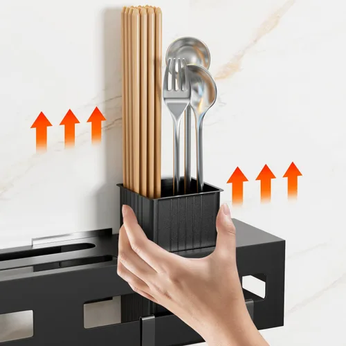 Vista 5 de Estante para utensilios de montaje en pared, colgadores de ollas de 15.7 pulgadas para cocina, colgador de utensilios de cocina para cucharas