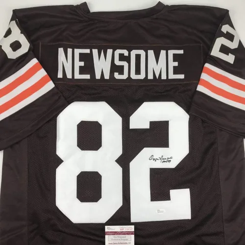 Vista 2 de Camiseta de fútbol firmada por Ozzie Newsome HOF 99 de Cleveland, certificada por JSA COA