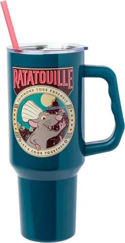 Vista 37 de Silver Buffalo Adventure Time With BMO - Vaso de acero inoxidable de doble pared con asa y pajilla, cabe en portavasos estándar, 40 onzas