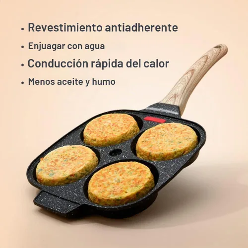 Vista 3 de Sartén para huevos, sartén antiadherente para huevos fritos de 4 tazas, sartén para panqueques de aleación de aluminio para el desayuno, sartén