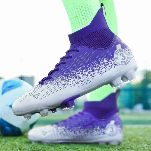 Vista 4 de Botas de fútbol para hombre, zapatos de fútbol, zapatos de punta, zapatillas de deporte cómodas para adultos, atlético, al aire