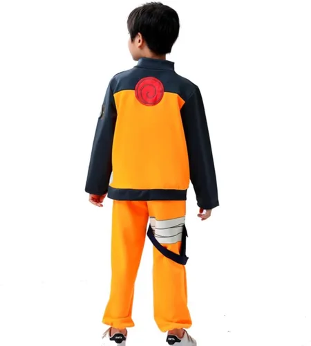 Vista 3 de JIAJIAMIN Disfraz completo de Uzumaki de Halloween para niños, con cremallera, chaquetas y pantalones, para niños de 3 a 12 años
