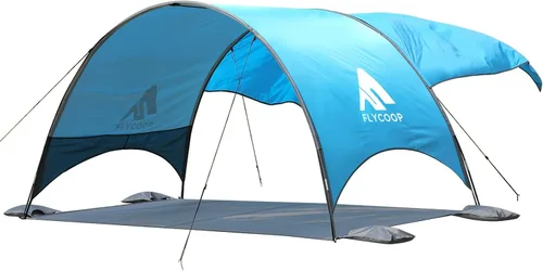 Vista 11 de Toldo para sombrilla de playa mejorado 2026 con protección UV UPF 50+, tienda de playa portátil para sol, ventilación de 360°, 4 bolsas de arena