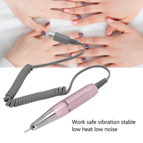 Vista 2 de Taladro de uñas de manicura, mango de máquina de taladro de uñas, mango de máquina de taladro de uñas, color rosa, ajustable, 0-3000 rpm, mango
