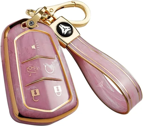 Vista 7 de ontto Compatible con Cadillac Key Fob Cover Marble Pattern Key Skin Durable Key Holder Azul