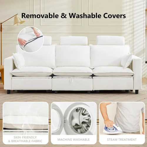 Vista 6 de GUEAPY Cloud Couch Sofá Reclinable Eléctrico - Sofás Seccionales Reclinables de Gran Tamaño Color Crema, Sofá/Sillón Reclinable Eléctrico Moderno