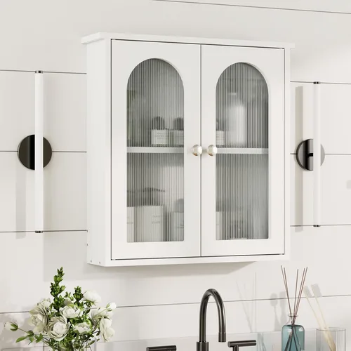 Vista 8 de Botiquín de baño de 22 x 23 pulgadas, gabinete de pared para baño con arqueado Gris