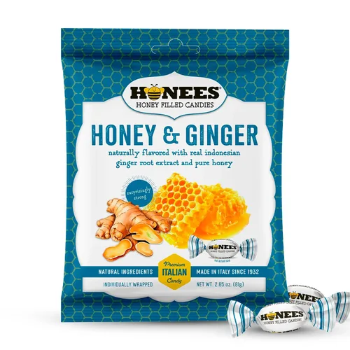 Vista 9 de Honees Caramelos de miel duros envueltos individualmente, dulces naturales y saludables, hechos en italiano con leche y miel pura, 1 paquete