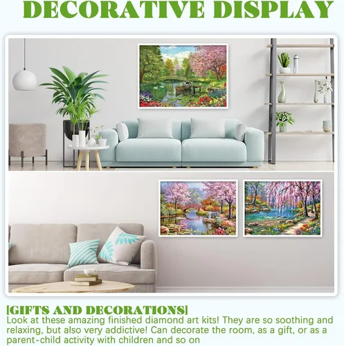 Vista 6 de Tontut Paquete de 10 kits de pintura de diamantes para adultos, arte de diamantes de paisaje, pintura de diamantes de alta definición, arte
