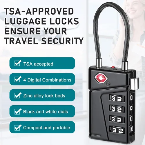 Vista 4 de Diyife Cerraduras TSA para equipaje, [2 unidades] Cerraduras de equipaje aprobadas por la TSA con TSA-008, indicador de alerta abierta, cerradura