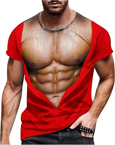 Vista 16 de Camisetas gráficas para hombre, grandes y altas, de manga corta, con estampado muscular, cuello redondo, casual, holgadas, para verano