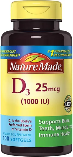 Vista 8 de Nature Made Vitamina D3 1000 UI (25 mcg), 100 cápsulas blandas de vitamina