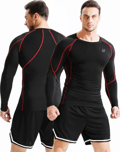 Vista 2 de Neleus - Camisas de compresión de manga larga para hombre, para ejercitarte, correr, 3 u.