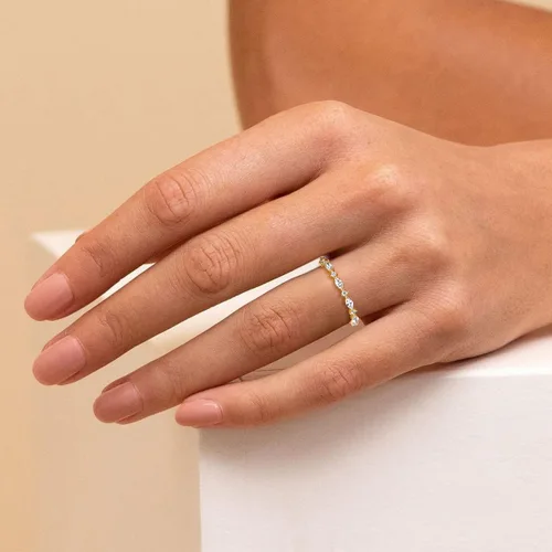 Vista 4 de SHINYSO Anillo de boda chapado en oro de 14 quilates para mujer, anillo de compromiso de eternidad con circonita cúbica, talla 4-10