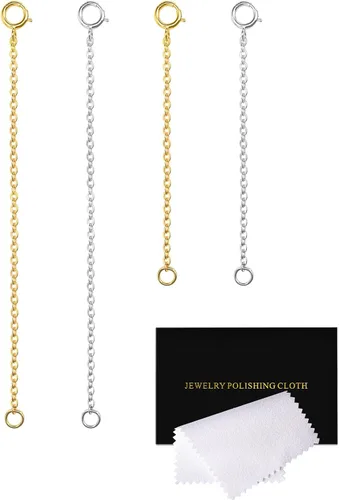 Vista 24 de Extensores de collar para mujer, extensor de pulsera de oro, extensión de joyería de cadena dorada para tobillera para mujer, juego de 2 piezas