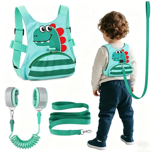 Vista 10 de Correa para niños pequeños - Arnés para bebé con eslabón de muñeca antipérdida para niños y niñas (azul + negro)
