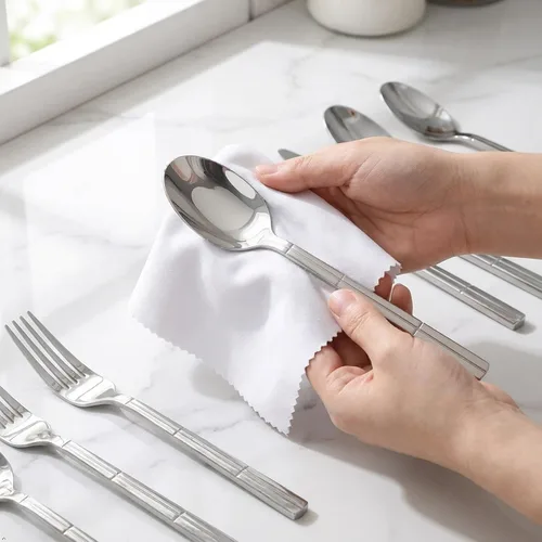 Vista 3 de Cuchara/cubiertos de tenedor de cuchillo de acero inoxidable de 80 piezas, servicio para 16