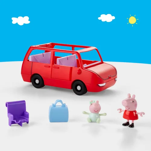Vista 3 de PEPPA PIG Peppa's Big Family Car con 2 figuras (para 5), juego de autos de juguete para niñas y niños, niños a partir de 3 años
