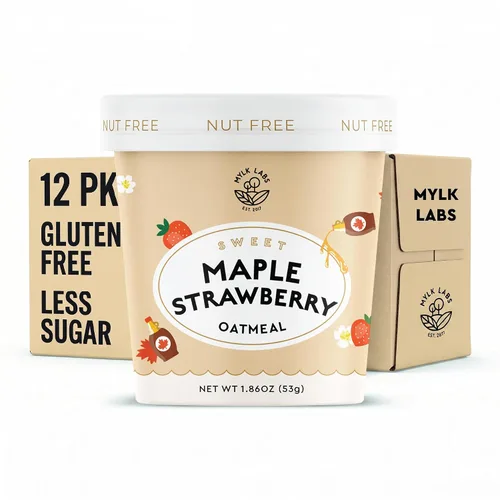 Vista 18 de Mylk Labs - Avena instantánea – Manzana – Sin nueces, sin gluten, alta fibra, alto en proteínas, desayuno bajo en azúcar, paquete de 6