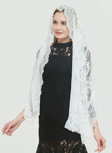 Vista 7 de Pestañas encaje vintage floral encaje bufanda encaje capilla velo Mantilla infinito masa latina S04