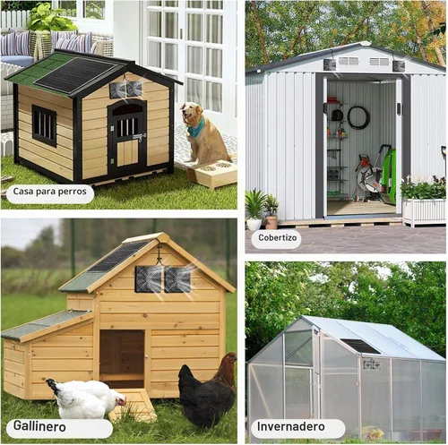 Vista 6 de Ventilador solar para ventilación de gallinero exterior con 2 ventiladores
