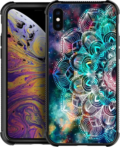 Vista 121 de Funda compatible con iPhone X/XS, diseño de bandera estadounidense de béisbol, TPU suave, a prueba de golpes, de vidrio templado, para iPhone X/XS