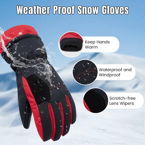 Vista 3 de ANDORRA - Guantes de esquí geométricos de dos tonos para niños