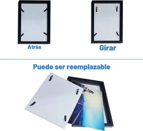Vista 5 de Impresiones de lienzo personalizadas enmarcadas con tus fotos, impresión personalizada de foto a lienzo, regalos para parejas, amigos, familia, Negro