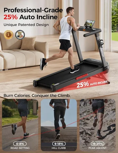 Vista 10 de Treadmill for Home with 25% Auto Incline 8.5MPH Max Speed, 300LBS Capacity, 3.5HP Home Office Treadmills for Running Jogging Walking
