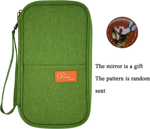 Vista 2 de P.travel Cartera impermeable para pasaporte de viaje y tarjetero de crédito, bolsa para documentos, bolsa pequeña con bolsillos con cremallera