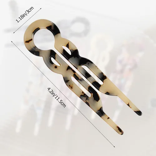 Vista 2 de 4 horquillas francesas en forma de U para mujer, pinzas de acetato para cabello grueso, fino y fino, pasadores decorativos para moño en negro