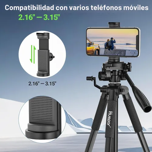 Vista 6 de Huepar Trípode extensible de 50 pulgadas con rosca de 1/4" y 5/8" para uso con nivel láser, láseres de punto, medidores de distancia láser